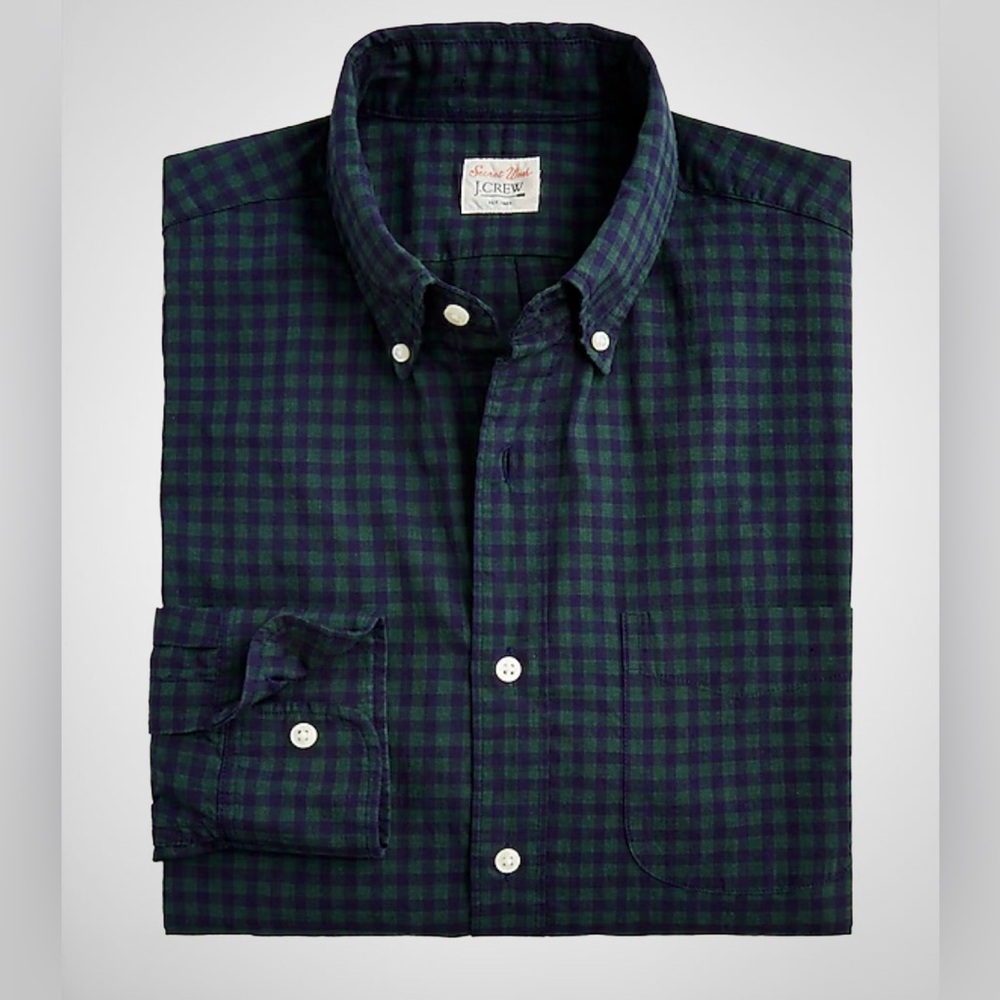 Jcrew men’s green plaid button down shirt, slim fit size S - Picture 1 of 5